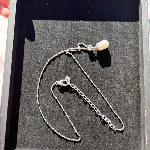 BRIGHTON Everbloom Pearl Drop Necklace. Brand New. Silver-Pearl. 18”-22” adj. - Picture 4 of 8